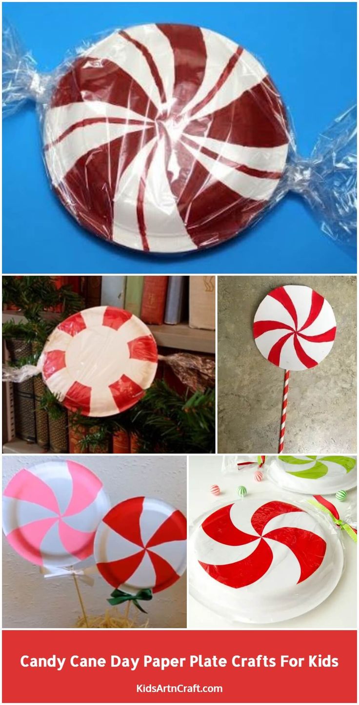 candy cane paper plate crafts for kids