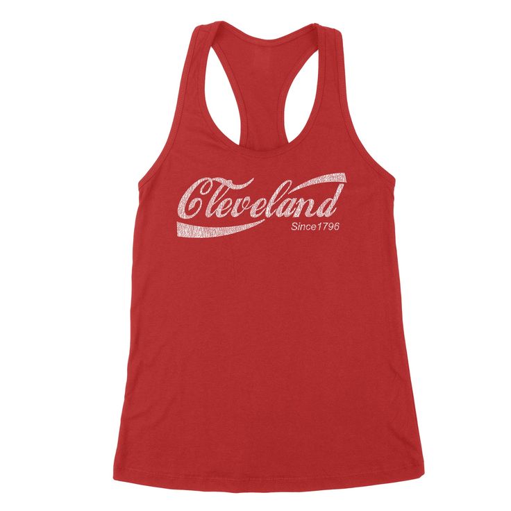 This Cleveland Cola 1796 t-shirt is perfect for showing your hometown pride! It features an eye-catching design modelled after the classic Cola font, celebrating The Land since 1796! SIZE CHART LINK Unisex / Youth Tshirt: 100% cotton Heather Tshirt / Racer / Sweatshirt: 60/40 cotton/poly Classic Letter Print Tops For College, Vintage Red Top With Text Print, Vintage Red Tops With Text Print, Red Vintage Top With Text Print, Casual Red Tops With Lettering, Vintage Text Print Tops For Sports Events, Casual Pre-shrunk Racerback Tops, Collegiate Red Summer Tops, Red Cotton Top With Lettering