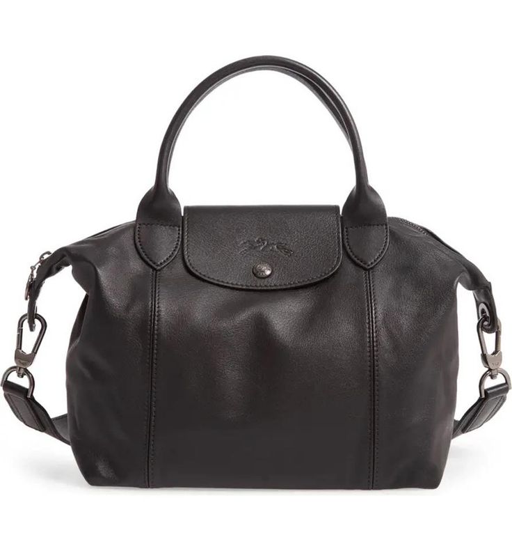 Longchamp Leather Bag, Long Champ Bag, Equestrian Logo, Longchamp Leather, Black Leather Top, Buy Bags, Bags Aesthetic, Leather Handbags Tote, Nylon Tote