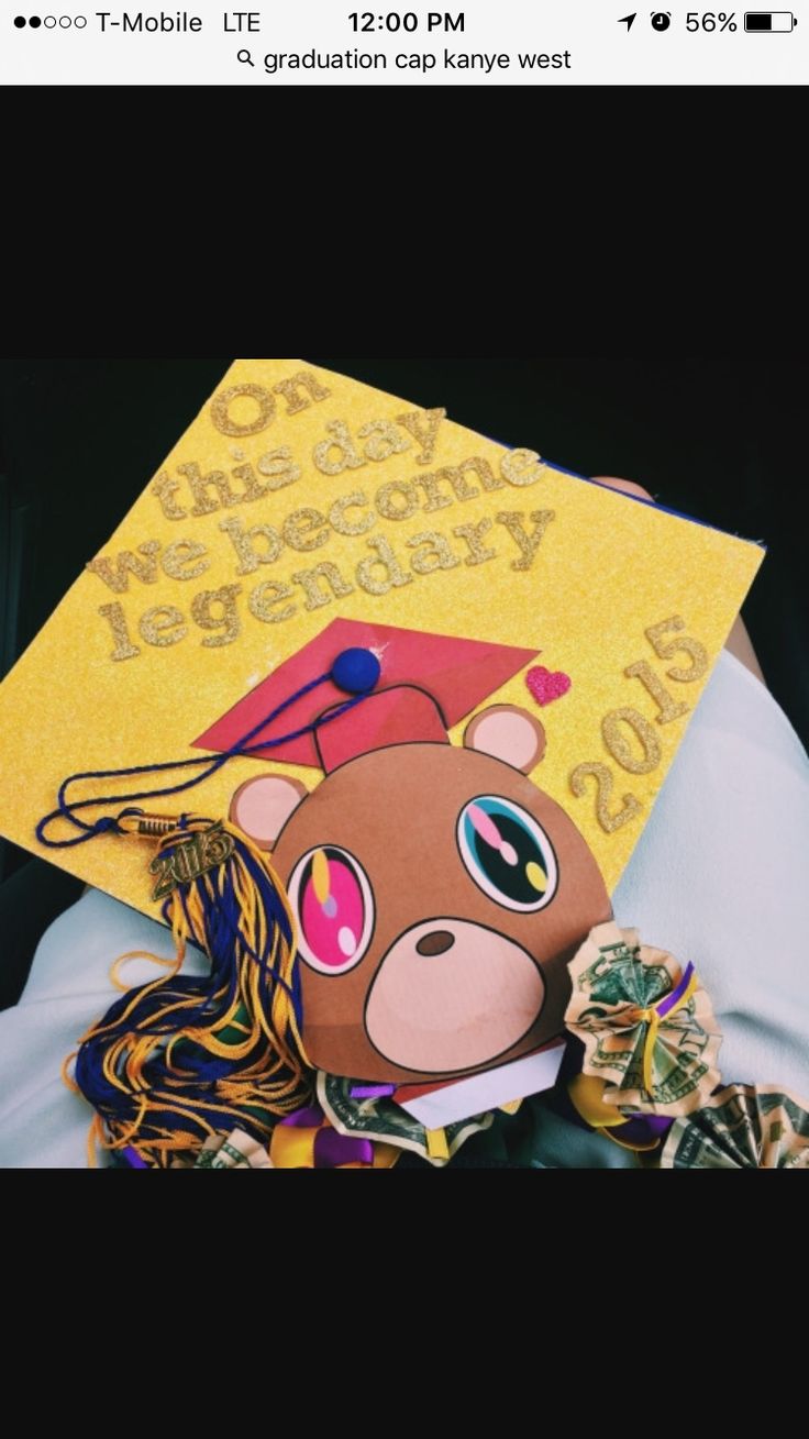 a brown bear wearing a graduation cap and tassel