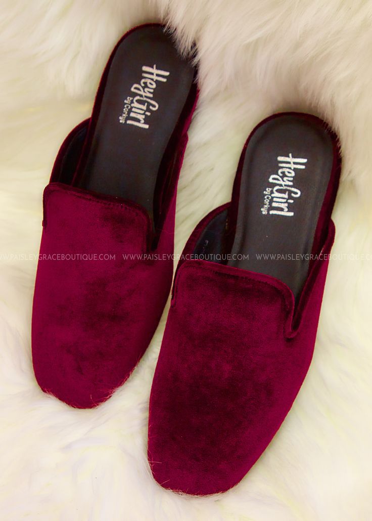 Fancy stepping into these burgundy beauties? Slip on the Spotlight Slip-On Mules by Corkys in luxurious velvet and let your feet take a break from their everyday heels. Details Burgundy Velvet Cushioned Sole Heel height measures .5 inches Fit: True To Size, Half Sizes Size Up Everyday Heels, Burgundy Velvet, Slip On Mules, Velvet Cushions, Take A Break, Top Shoes, Mule, Me Too Shoes, Heel Height