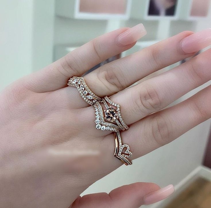 Pandora Rings On Hand Stacked, Rings With Nails Done, Pandora Ring Stack, Pandora Stackable Rings Ideas, Pandora Rings Stacked Ideas, Pandora Stacking Rings, Pandora Rings Stacked, Pandora Stackable Rings, Rings Stacked