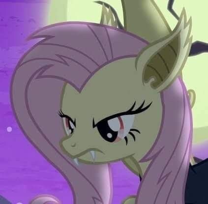 a pony with pink hair and big eyes looking at something in front of it's face