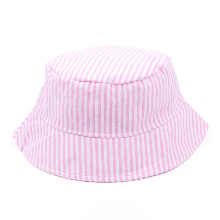 This Stripe Sun Hat is the perfect way to keep your little one from getting too much sun while still letting them have some fun! With UPF 50+ protection, this hat helps ensure your toddler stays safe in the sun. Available in sweet colors to suit your style, you can personalize this kids' bucket hat with a monogram for that extra special touch. Cute Adjustable Sun Hat For Summer, Playful Sun Hat With Upf 50+ And Adjustable Fit, Playful Adjustable Hats With Upf 50+, Cute Adjustable Summer Hat, Cute Summer Hat With Adjustable Fit, Cute Adjustable Fit Sun Hat For Beach, Pink Adjustable Fit Sun Hat For The Beach, Cute Adjustable Fit Sun Hat For Spring, Playful Adjustable Sun Hat With Upf 50+