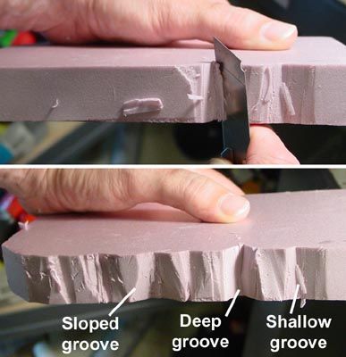 two pictures showing the process of painting a piece of wood and then applying it with paint