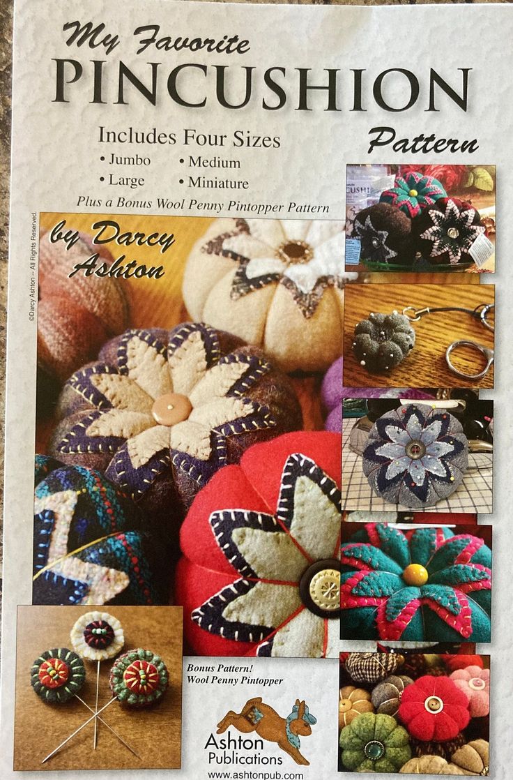 the front cover of a pattern book for pincushion