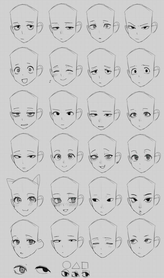 a bunch of different facial expressions drawn on paper