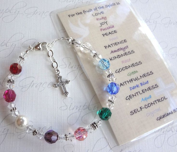 Fruit of the Spirit .. smaller sized Swarovski Crystal Fruit Of The Spirit Bracelet, Salvation Bracelet, Galatians 5 22 23, The Fruit Of The Spirit, Bracelet Craft, Craft Craft, Faith Jewelry, Fruit Of The Spirit, Christian Jewelry