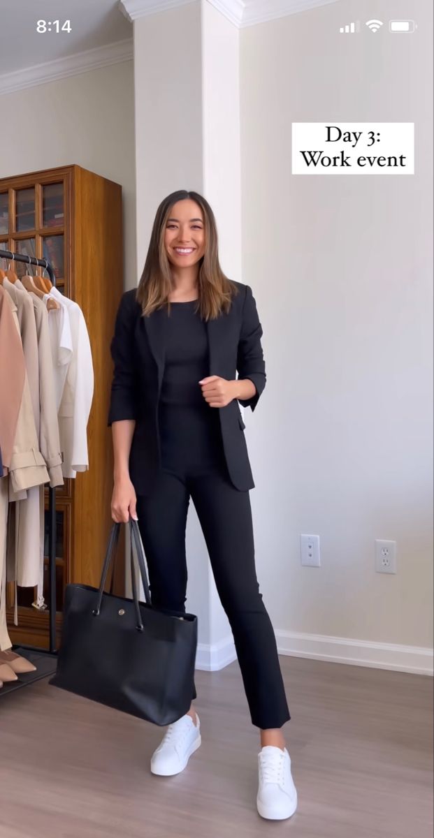 Office Outfits Women Philippines, No Heel Work Outfits, Business Professional Outfits With Sneakers, Business Casual With Air Forces, Office Style With Sneakers, Spring Professional Outfits Women 2023, White Pants Dinner Outfit, Work Outfits With Sneakers Women Office, Office Training Outfit