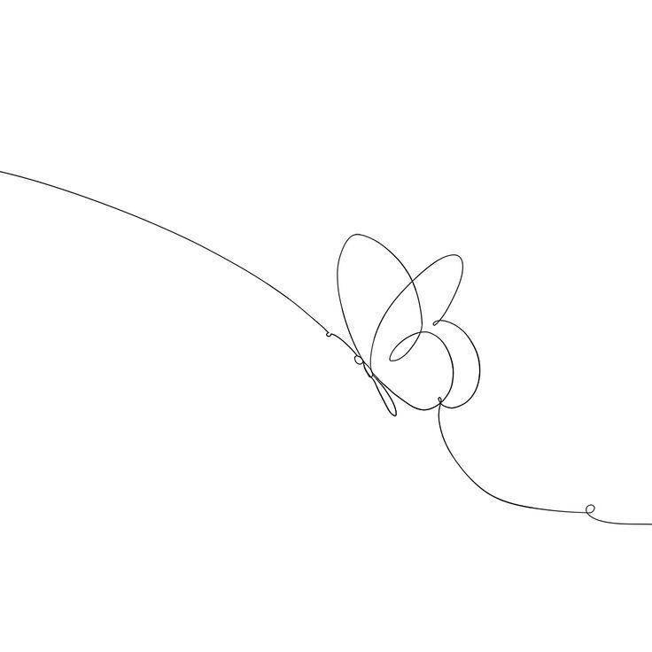 a single line drawing of a butterfly flying in the sky