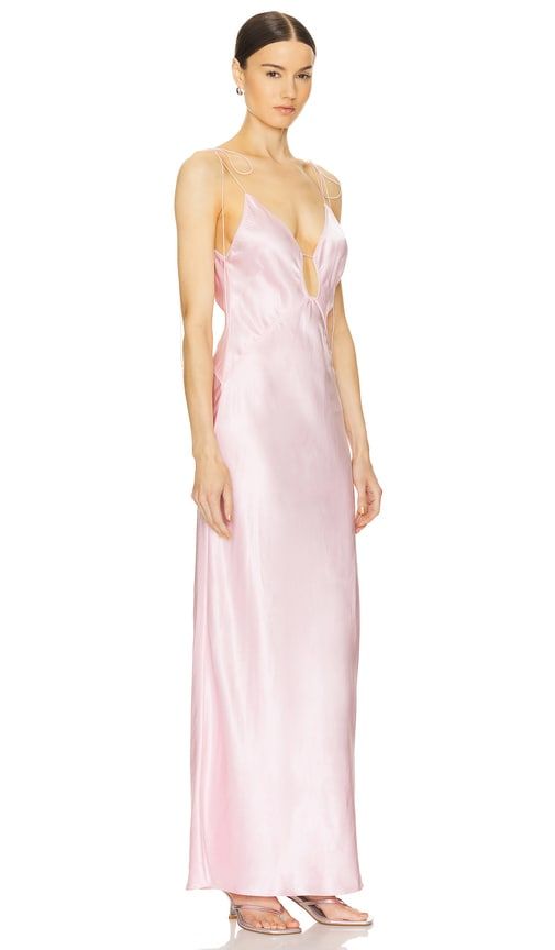 Find ANNA OCTOBER Terrin Maxi Dress on Editorialist. Anna October Terrin Maxi Dress in Pink. - size M (also in L, S, XS) Anna October Terrin Maxi Dress in Pink. - size M (also in L, S, XS) 57% viscose 43% polyester. Made in Ukraine. Dry clean recommended. Unlined. Pull-on styling. Self tie shoulder strap. Plunging neckline. ABER-WD46. PF2427. Fitted Silk Maxi Dress Feminine Style, Pink Silk Bias Cut Dress, Fitted Pink Silk Evening Dress, Feminine Fitted Silk Dress, Fitted Feminine Silk Dress, Feminine Slip Dress For Formal Occasions, Pink V-neck Midi Dress With Bias Cut, Feminine Formal Slip Dress, Pink Bias Cut Midi Dress With V-neck