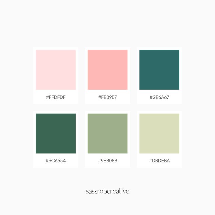 four different shades of green, pink and white with the same color scheme on them