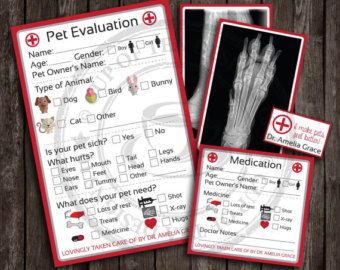 a pet checklist with pictures of the bones and hands, including an x - ray