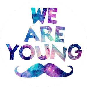 we are young with a moustache in the center and stars on it's back