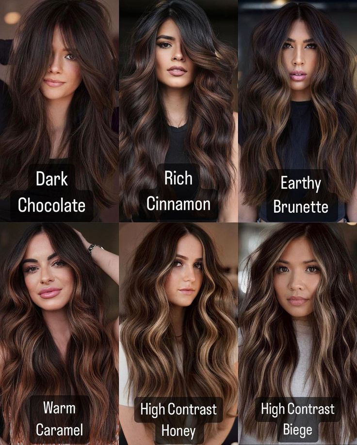 Temporary Highlights For Black Hair, Money Pieces For Black Hair, Brunette Hair Tones, Balayage Hair Color For Black Hair, Dark Brunette Hair With Caramel Highlights, Fall Hair Tones, Edgy Brown Hair Color, Boho Haircolor, Latina Balayage