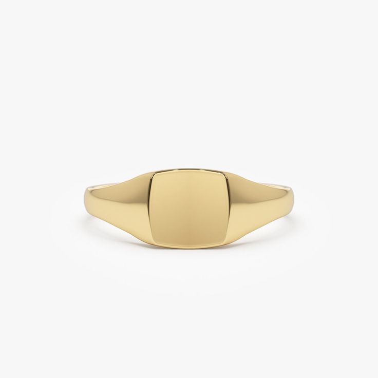 14k Gold Square Signet Ring – FERKOS FJ Modern Yellow Gold Signet Ring With Shiny Finish, Classic Yellow Gold Ring With Thick Band, Classic Thick Band Yellow Gold Ring, Classic Gold Plated Thick Band Ring, Classic Gold Plated Ring With Thick Band, Classic Gold Plated Gold Rings, Timeless Rings With Shiny Finish As Gift, Matte Gold 14k Anniversary Jewelry, Classic Gold-plated Gold Rings