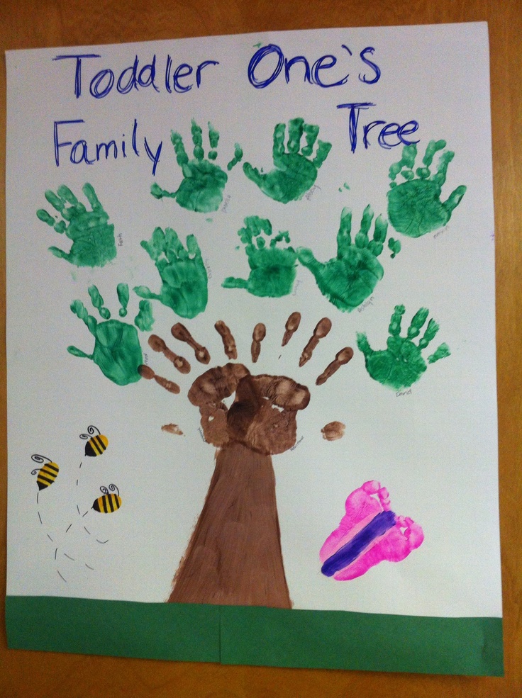 a child's hand and foot print on a paper with the words toddler one's family tree