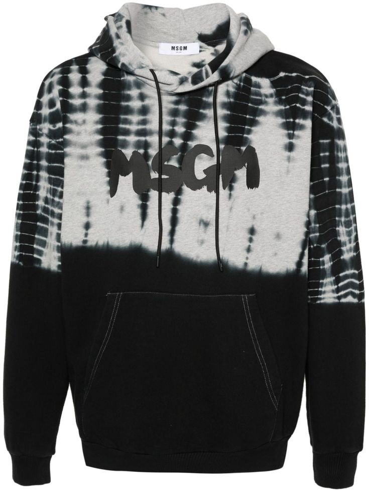 black/grey cotton jersey texture tie-dye pattern slouchy drawstring hood drop shoulder logo print to the front long sleeves front pouch pocket ribbed cuffs and hem French terry lining pull-on style Tie Dye Cotton, Dip Dye, Tie Dye Patterns, Cotton Hoodie, Grey Cotton, Mens Activewear, French Terry, Black Hoodie, Pocket Pouch