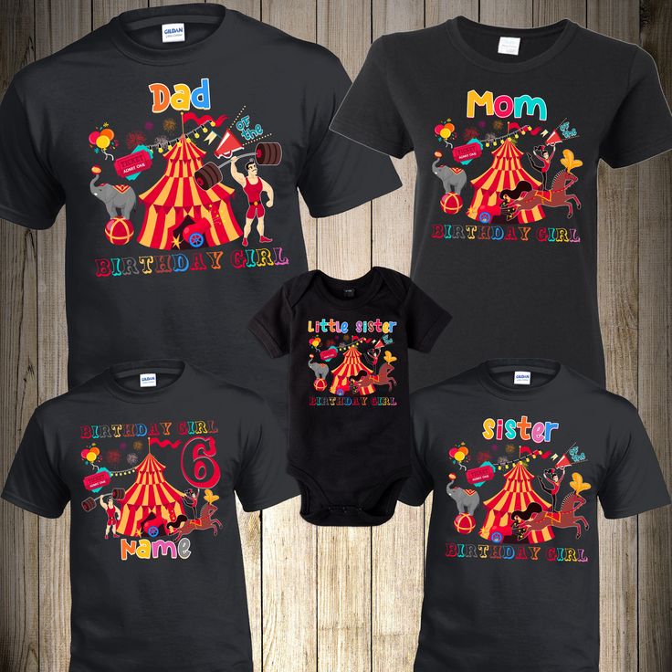 Circus Family Birthday Matching T Shirts THIS LISTING IS FOR ONE SHIRT ONLY DIRECT TO GARMENT PRINTING How to order: Select Size. Select Shirt Color. Select Name: (for Ex. Mommy, Daddy, Brother, Sister, Etc.) (Age will only appear on the birthday boy or girl shirt.) To order multiple shirts you will need to repeat this process and add it to your cart, then you can checkout all at the same time. We use first Quality T shirt pre-shrunk cotton. WE STRONGLY RECOMMEND TO TAKE A LOOK AT THE CHART SIZE Fun Graphic Print T-shirt For First Birthday, Fun Black Shirt As A Gift, Fun Black Shirt As Gift, Novelty Graphic Print T-shirt For Birthday, Fun T-shirt For Father's Day Birthday, Fun Party T-shirt With Short Sleeves, Funny T-shirt For Birthday And Father's Day, Fun Short Sleeve T-shirt For Party, Funny First Birthday T-shirt