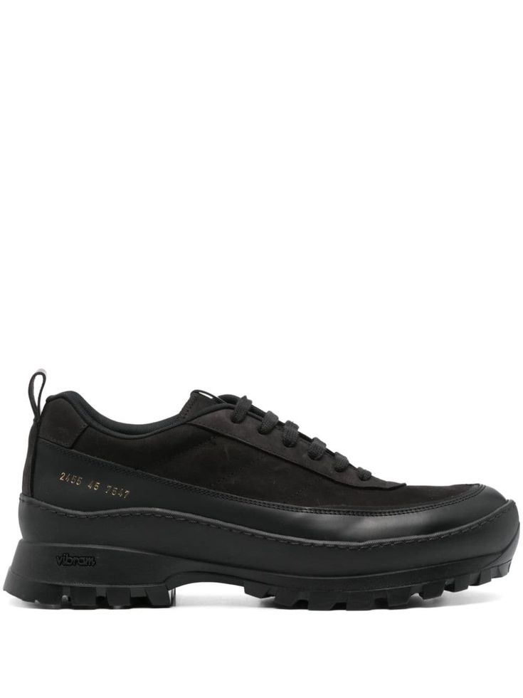 black calf leather front lace-up fastening panelled design pull-tab at the heel round toe branded insole rubber sole Common Projects, Balenciaga Track, Balenciaga Triple S, Athletic Sneakers, Summer Beach Wear, Espadrille Shoes, Derby Shoes, Party Shoes, Sandals Summer