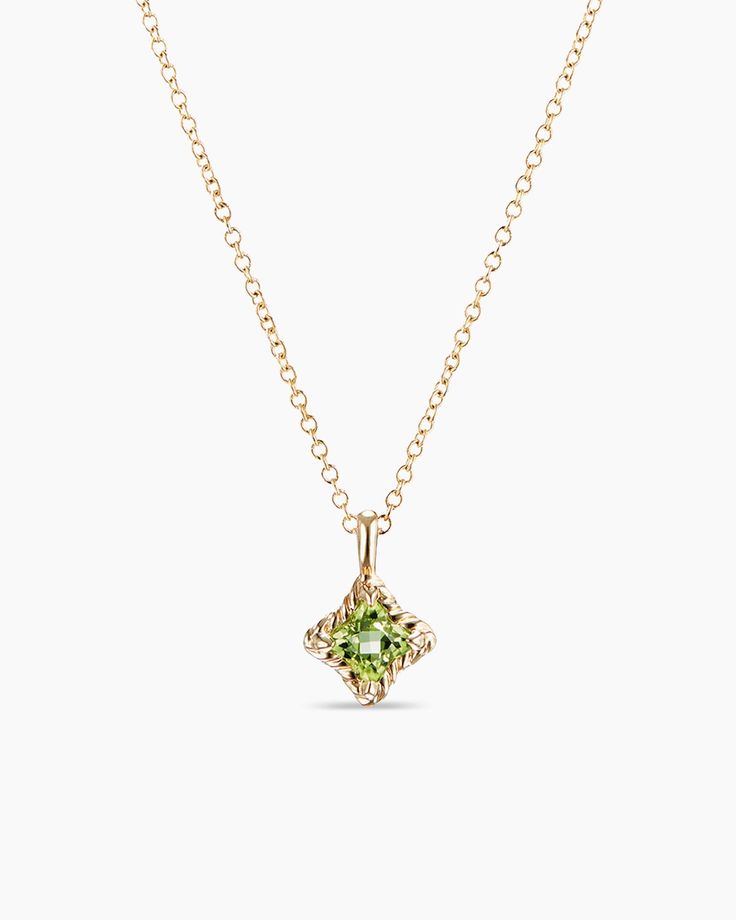 Cable Collectibles® Kids Quad Necklace in 18K Yellow Gold with Peridot Luxury Yellow Gold Peridot Jewelry, Luxury Peridot Jewelry For Gifts, Green Diamond-cut 14k Gold Necklace, 14k Gold Green Diamond Cut Necklace, Yellow Gold Peridot Gemstone Jewelry, Luxury Gold Jewelry With Peridot, Luxury Gold Peridot Jewelry, Yellow Gold Tsavorite Gemstone Necklace, Luxury Hallmarked Peridot Jewelry