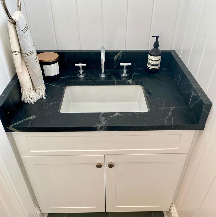 PA Soapstone bathroom with sidesplash and backsplash Soapstone Vanity, Soapstone Bathroom, French Provincial Modern, Tounge And Groove, Pizza Stones, Modern Craftsman, Shower Seats, Vanity Bathroom, Marble Vanity Tops