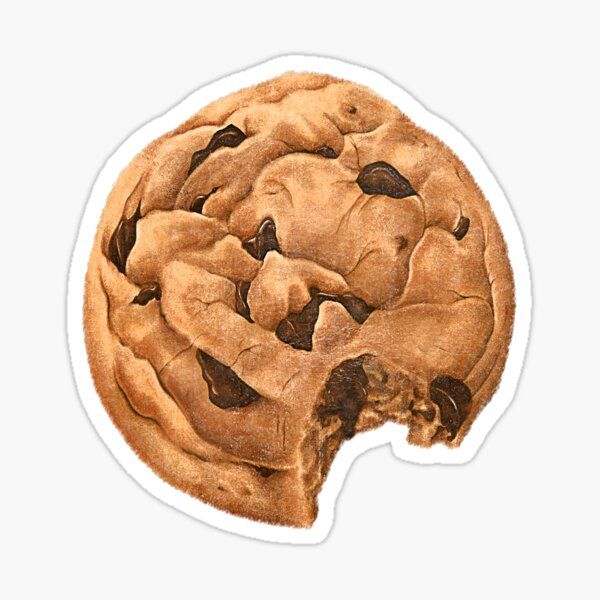 an illustration of a cookie in the shape of a human head with chocolate chips on it