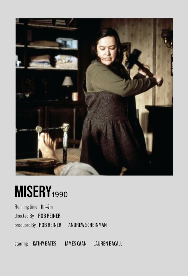 the poster for missery 1939 shows a woman holding a hammer