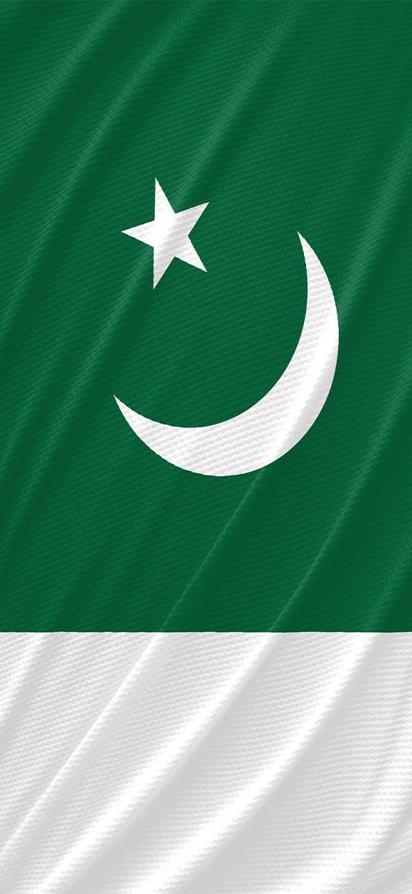 the flag of pakistan is shown in green and white with a crescent shaped star on top