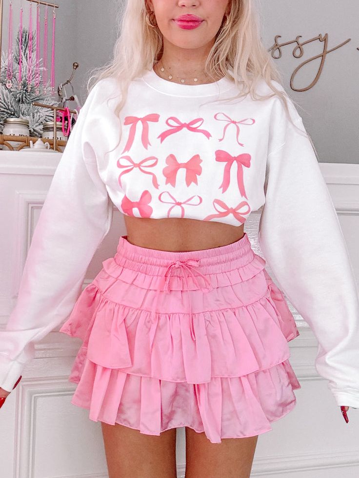 Flirtatious Baby Pink Ruffle Skirt | Sassy Shortcake Sassy Shortcake, Ruffle Skirt Outfit, Pink Ruffle Skirt, Pink Denim Skirt, Preppy Girls, Pink Ruffle, Cute Sweatshirts, Pink Skirt, Stylish Clothes For Women