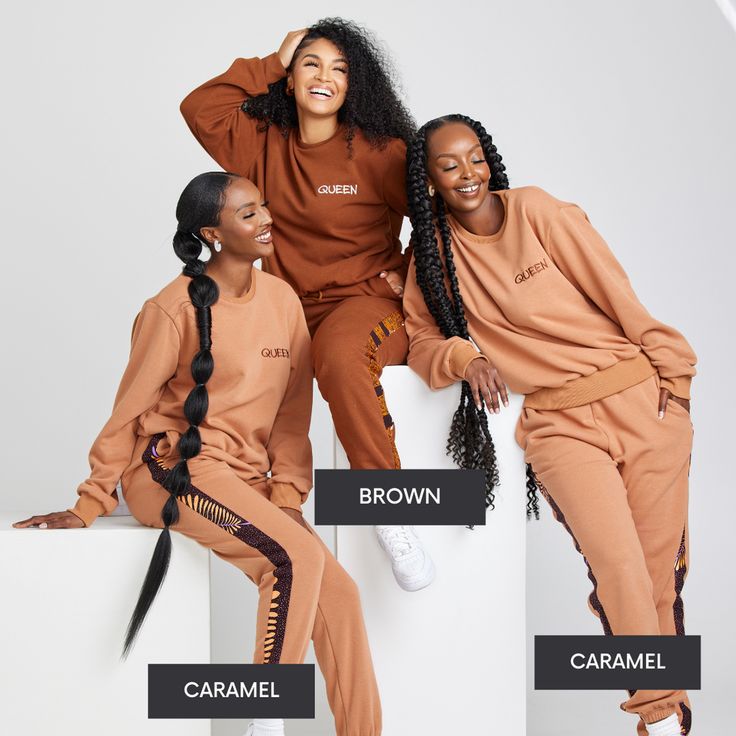 BLACK CROP QUEEN Jogger Set Brown Sweatshirt With Ribbed Cuffs For Loungewear, Stretch Crew Neck Sweatshirt For Loungewear, Brown Relaxed Fit Sweatshirt For Athleisure, Brown Crew Neck Sweatshirt For Loungewear, Fitted Fleece Tracksuit With Long Sleeves, Fall Tracksuit With Ribbed Cuffs And Relaxed Fit, Stretch Long Sleeve Tracksuit For Fall, Stretch Tracksuit With Long Sleeves For Fall, Relaxed Fit Tracksuit With Ribbed Cuffs For Fall