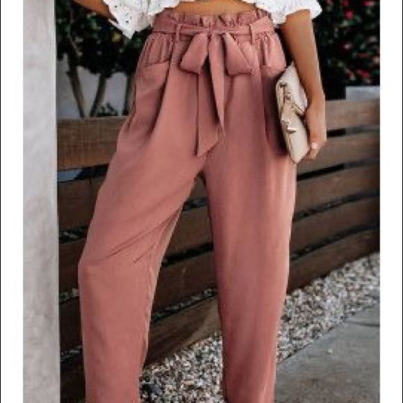 Never Worn Brand New Look Working Girl, Lace Up Trousers, Paper Bag Waist Pants, Casual Slacks, Black Halter Dress, Pantalon Large, Pleated Pants, Dress With Cardigan, Bottom Clothes