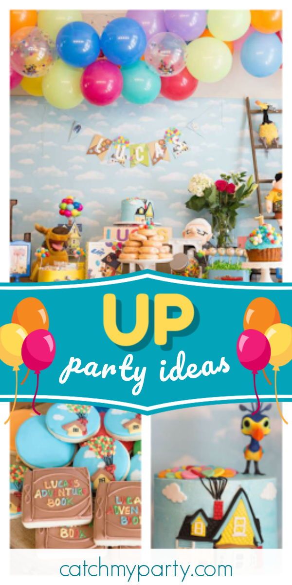 an up party with balloons and decorations