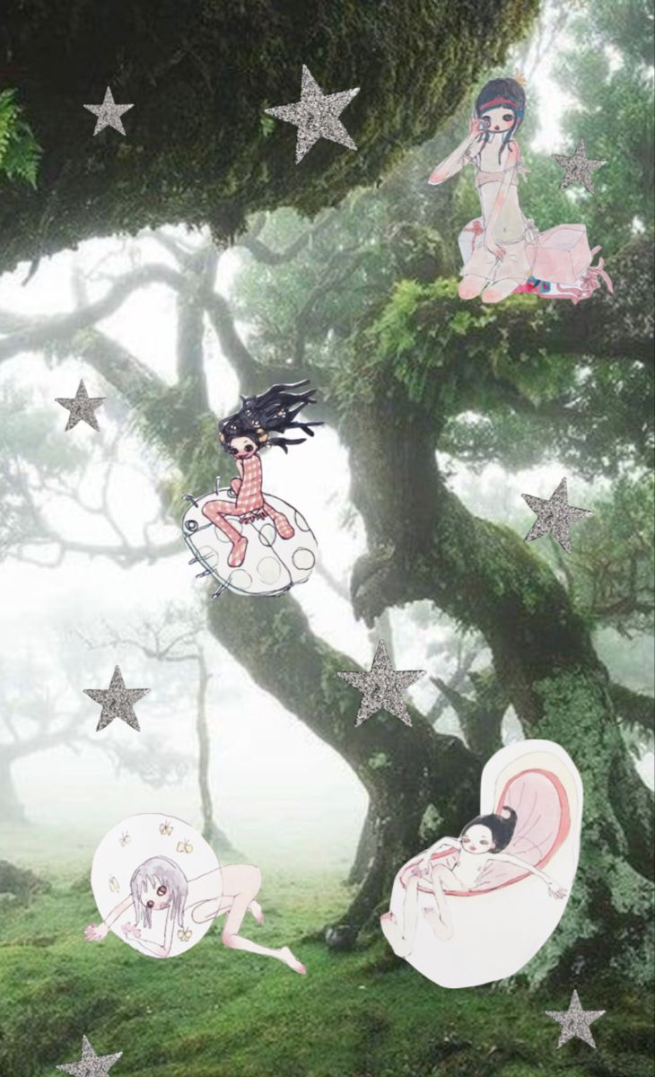 an image of a fairy scene with stars on the ground