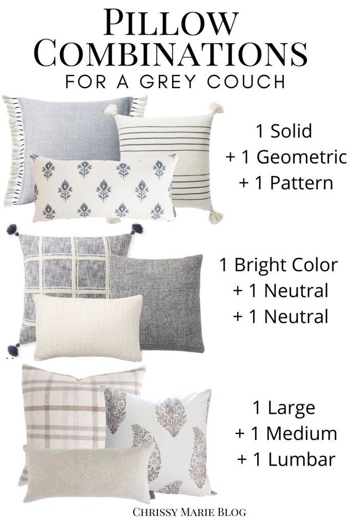 pillow combinations for a grey couch with text overlay that says, pillow combinations for a grey couch