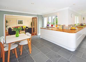 the kitchen is clean and ready to be used for dinner or other entertaining purposes in someone's home