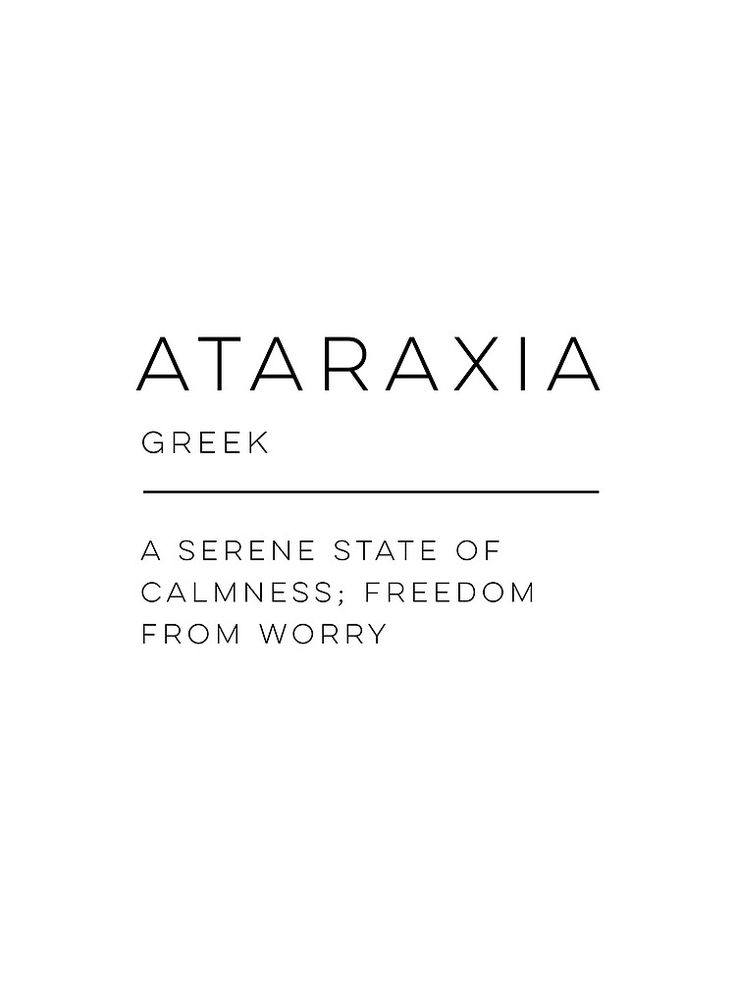 the cover of ataraxiia greek, a series state of calmness from worry