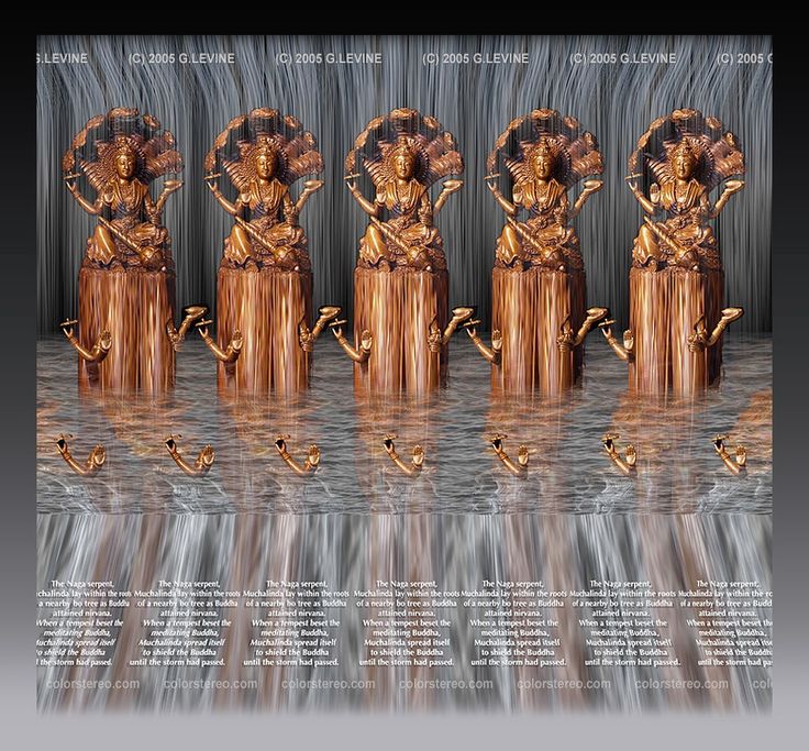 an image of four golden vases in the shape of angels with swords on them