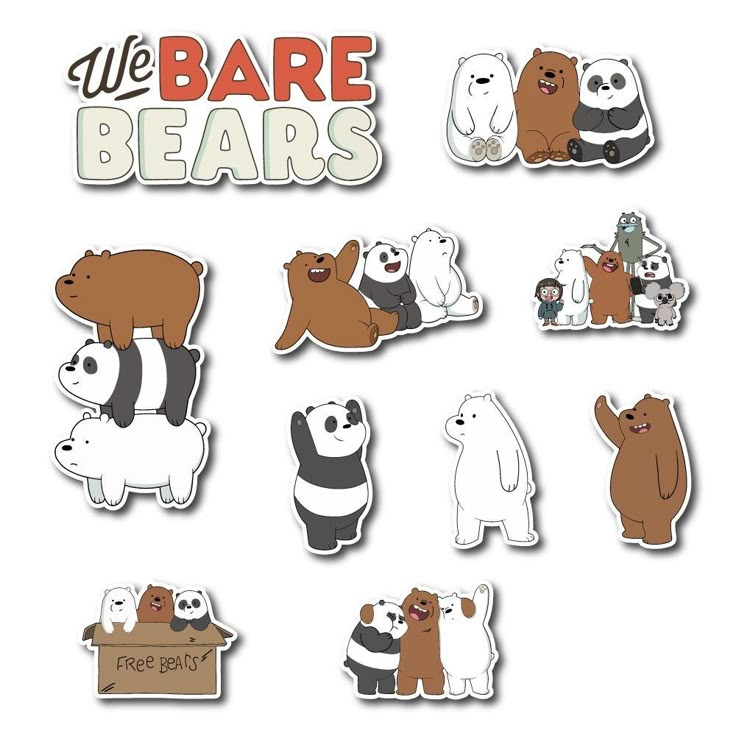 we bare bears stickers on a white background