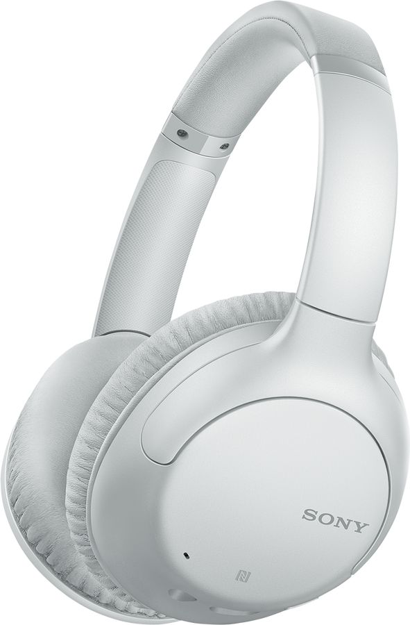 the sony headphones are white and have bluetooths on it's ears