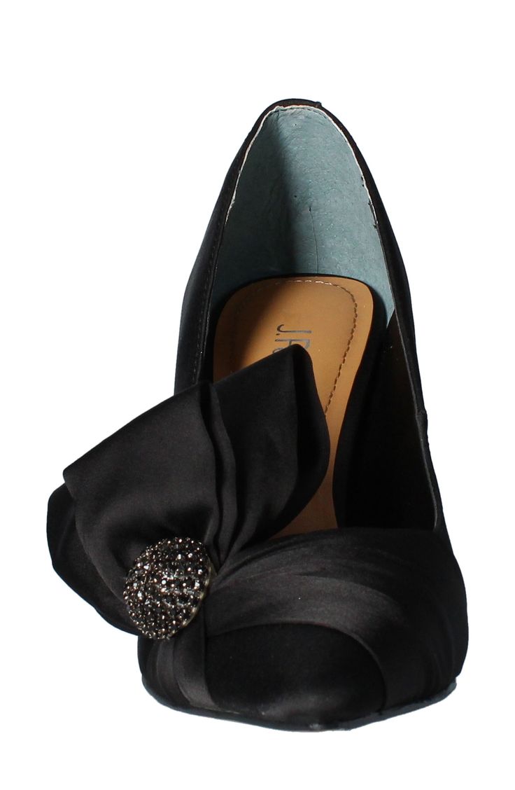 An oversized bow details the side of a glamorous pointy-toe pump lifted by a slim heel. 3" heel Textile or synthetic upper/synthetic lining and sole Imported Rhinestone Ornaments, Satchel Tote, Black Pumps, Women's Pumps, Stiletto Heels, High Heels, Fashion Shoes, Nordstrom, Pumps