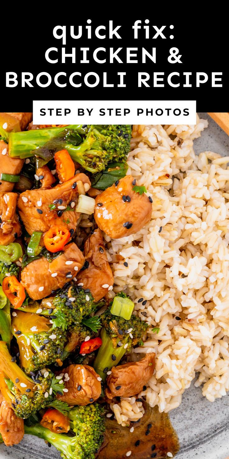 chicken and broccoli recipe on a plate with rice