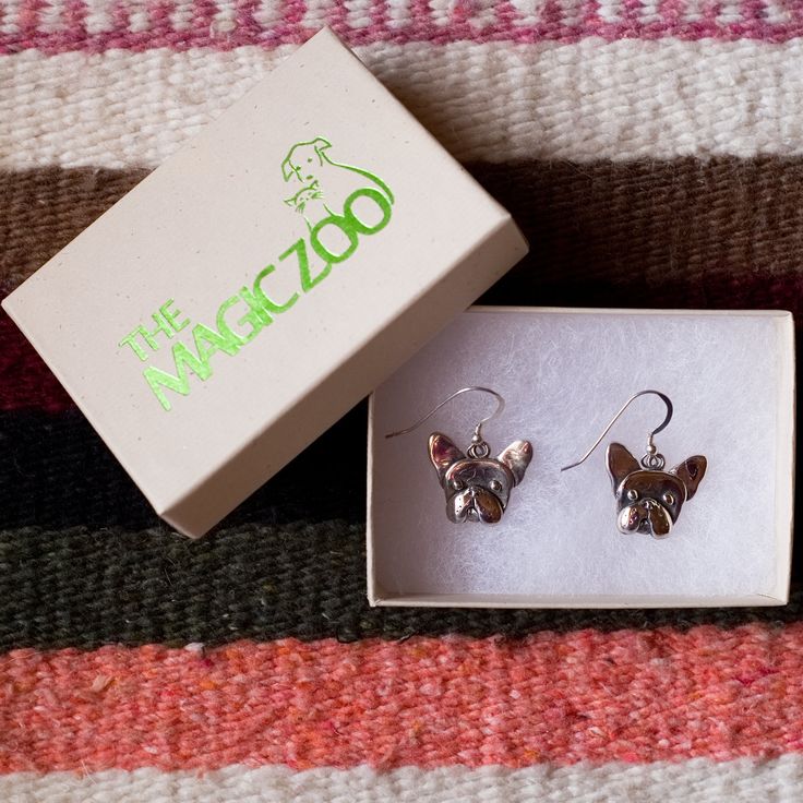 "These adorable sterling silver French bulldog earrings make a rare and wonderful gift for the Frenchie lover. The sweet personality captured beautifully in this pair of earrings. These silver French Bulldog earrings are bound to become a treasured accessory. Be sure and check out the matching French bulldog pendant! Combine them both for a wonderful gift. And if you prefer another metal, you can find this same design in both 14K solid gold and beautiful bronze. Each earring is 5/8\" tall and is Silver French Hook Earrings As Gift, Silver Earrings With French Hook For Gift, Adjustable Jewelry With French Hook As A Gift, Personalized Sterling Silver Earrings For Gift, Personalized Silver Earrings As Gift, Vet Tech School, Frenchie Lovers, Rabbit Necklaces, French Bull