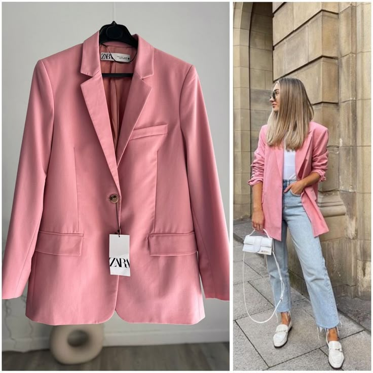 Zara 43% Wool Blazer Pink New New With Tags Small Pit To Pit 20”, Length 29” Xxl Pit To Pit 24.5”, Length 30” Light Pink Blazer Outfit, Pink Blazer Outfit, Coat Outfit Casual, Light Pink Blazers, Business Clothes, Blazer Outfits Casual, Looks Jeans, Blazer Outfits For Women, Blazer Pink