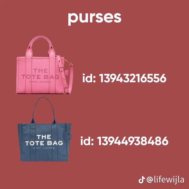 the tote bag is pink, blue and white with an inscription that reads purses