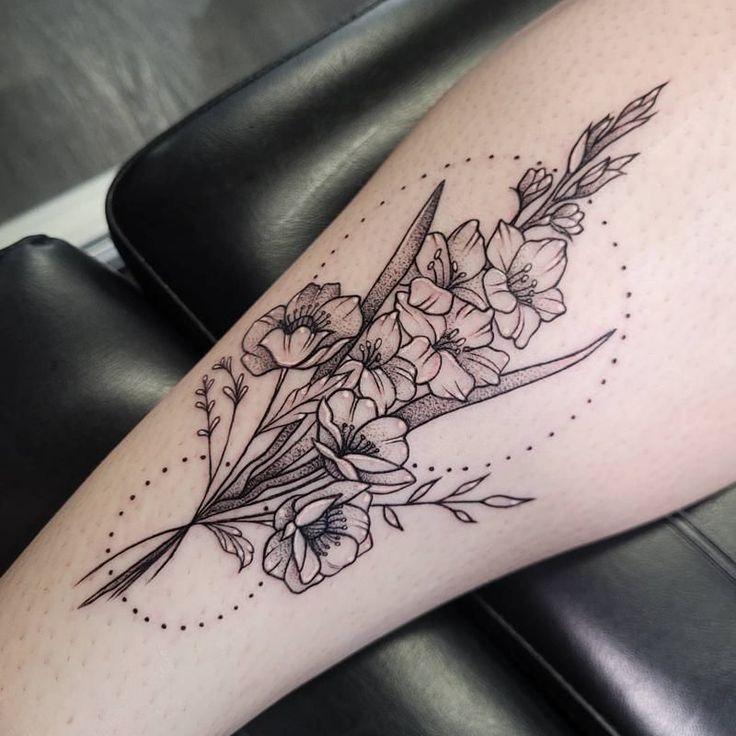 Gladiolus Heart Tattoo, Poppy And Gladiolus Tattoo Design, Pink Gladiolus Tattoo, Poppies And Gladiolus Tattoo, Poppy Gladiolus Tattoo, Gladiolus Tattoo Color, August Birth Flower Tattoo Gladioli And Poppy, Poppy And Gladiolus Flower Tattoo, Gladiolus And Poppy Flower Tattoo