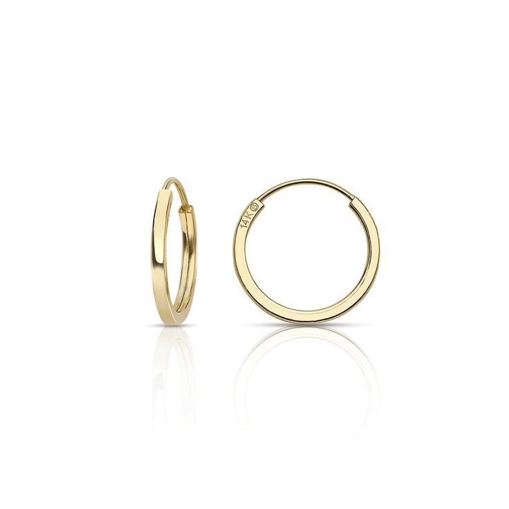 PRICES MAY VARY. Hoop Size. Tiny measures 10.0mm (0.39”) outer size & 8.0mm (0.31”) inner size. The width of the flat endless hoop earrings is 1.0mm (1/32”). Crafted in 14k Gold. All our flat endless hoops are brand new without tags with an Authenticated logo and stamp of 14k. We do not sell tarnished products such as gold-filled, gold-plated, or vermeil. All our 14k gold flat endless hoop earrings and crafted in legal safety standards nickel-free and lead-free for anyone with sensitive skin. St Everyday Earrings Simple, Sleeper Earrings, Gold Flats, Earrings Inspiration, Gold Filled Earrings, Yellow Gold Earring, Everyday Earrings, Gold Hoops, Bye Bye