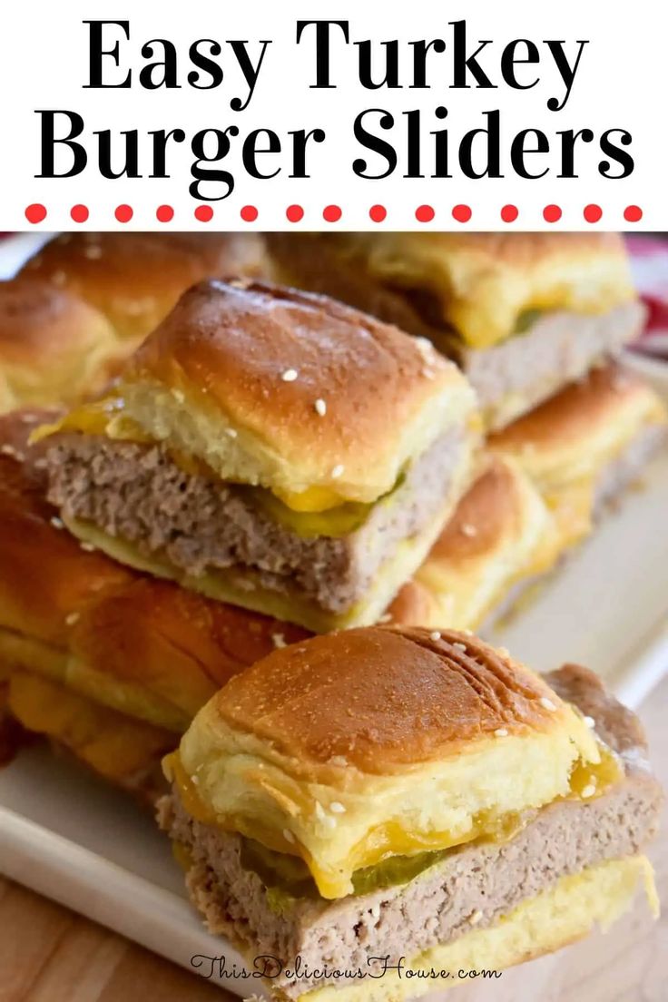 easy turkey burger sliders on a white plate