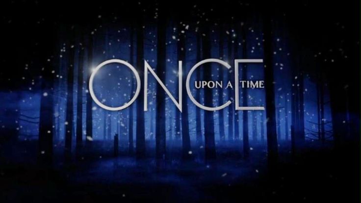 the title for once upon a time with trees and stars in the sky behind it