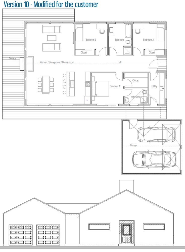 the floor plan for a home with two car garages